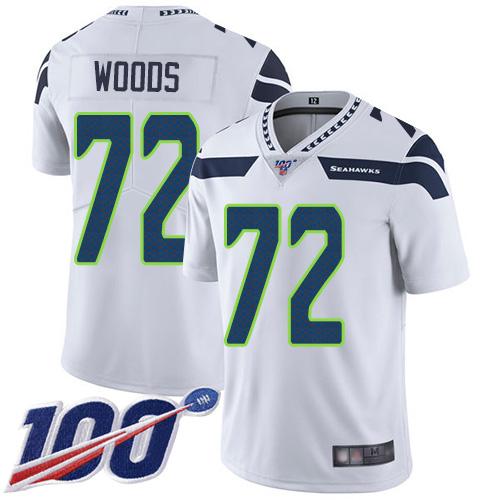 Seattle Seahawks Limited White Men Al Woods Road Jersey NFL Football #72 100th Season Vapor Untouchable->seattle seahawks->NFL Jersey